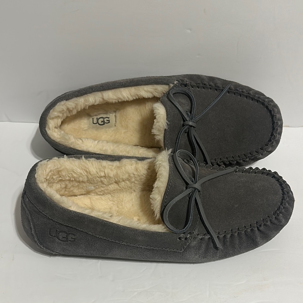 UGG Charcoal Suede Moccasin Slippers
